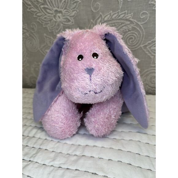 Vintage Commonwealth 2003 Bunny Plush Pink Purple Ears Heart Nose Sewn Eyes 10” - Picture 1 of 6